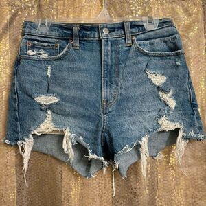 Abercrombie & Fitch Distressed High Rise Curve Love Mom Shorts 6/28